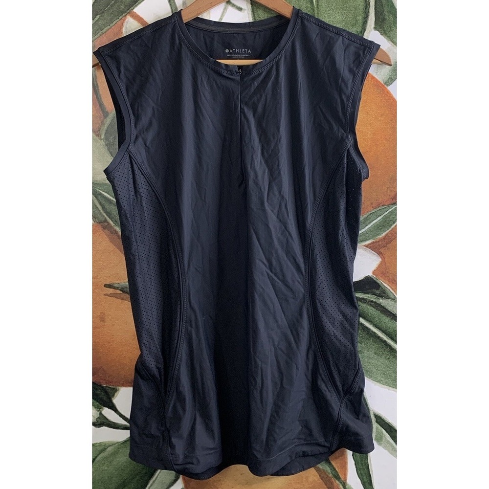 Athleta Pacifica Tank Small Black UPF Swim Rashguard Swimwear